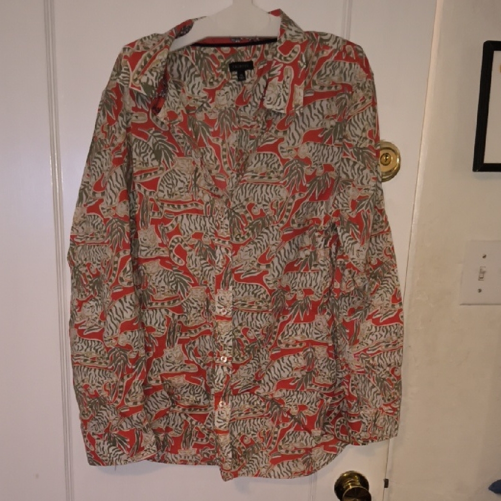Talbots | Red and Gray Button Down Shirt